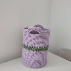 Koszyk materiałowy ze sznurka - Wymiary 30x40 cm - Kolor Milka i Szałwia