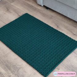 Dywan Prostokątny na szydełku - Wymiary 55x85 cm - Kolor Butelkowa zieleń