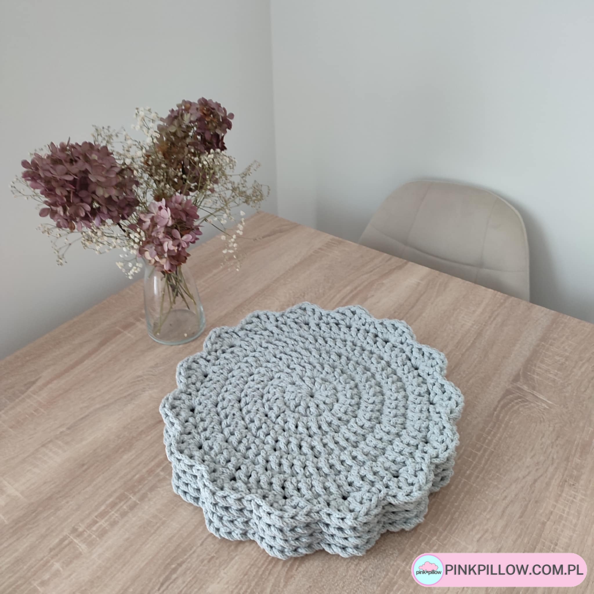 Podkładka szydełkowa ze sznurka bawełnianego 5mm - Średnica 30 cm