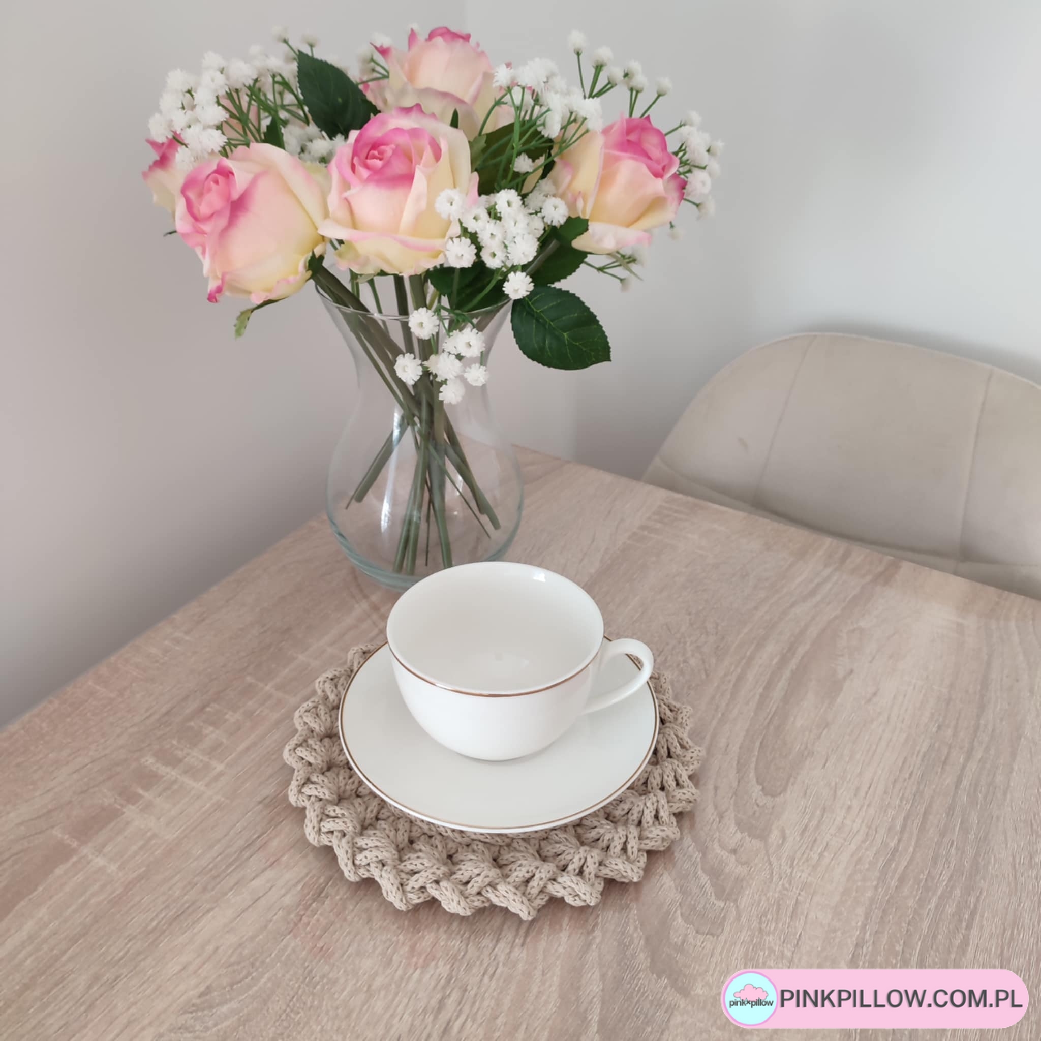 Podkładka ze sznurka szydełkowana 20 cm - Różne Kolory - obrazek 2