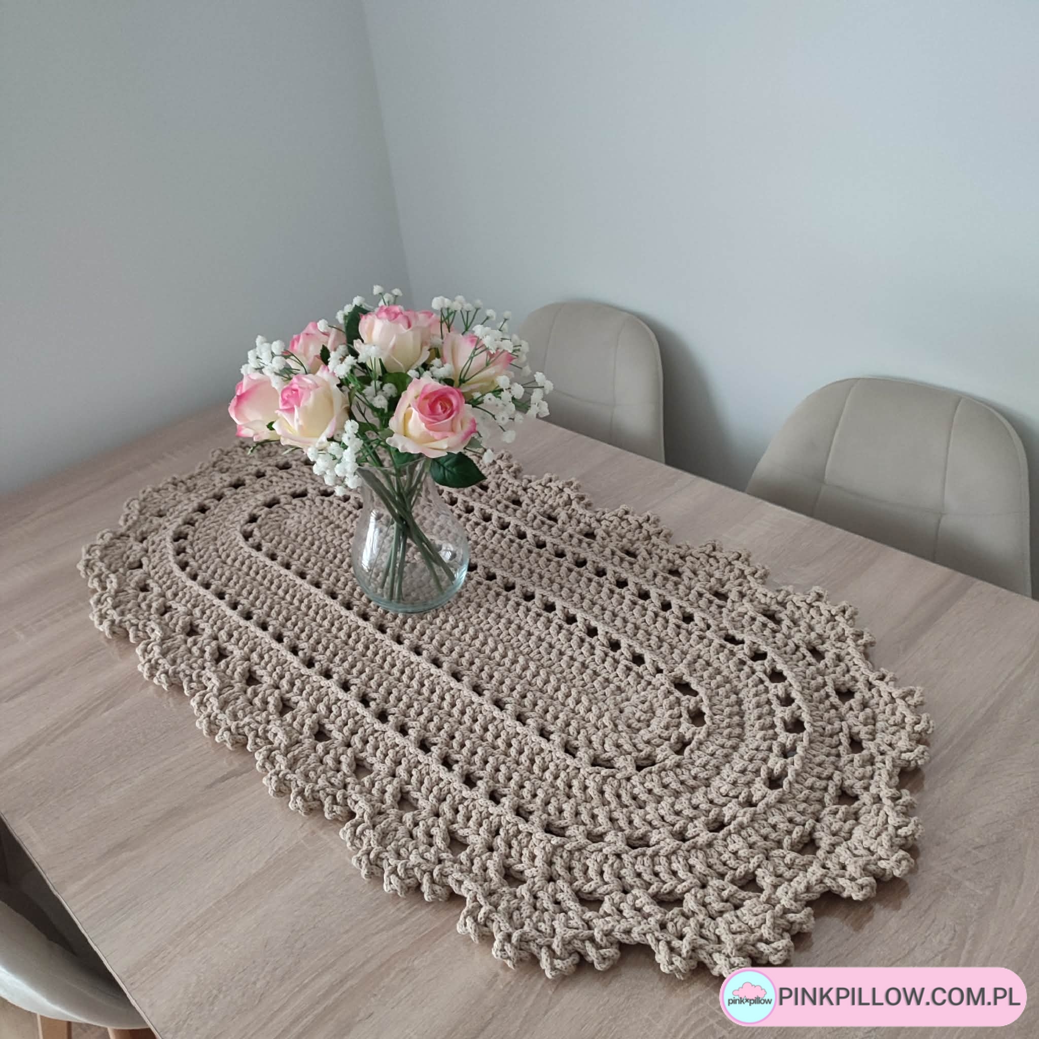 Bieżnik szydełkowy ze sznurka owalny 50x100 cm - Różne Kolory