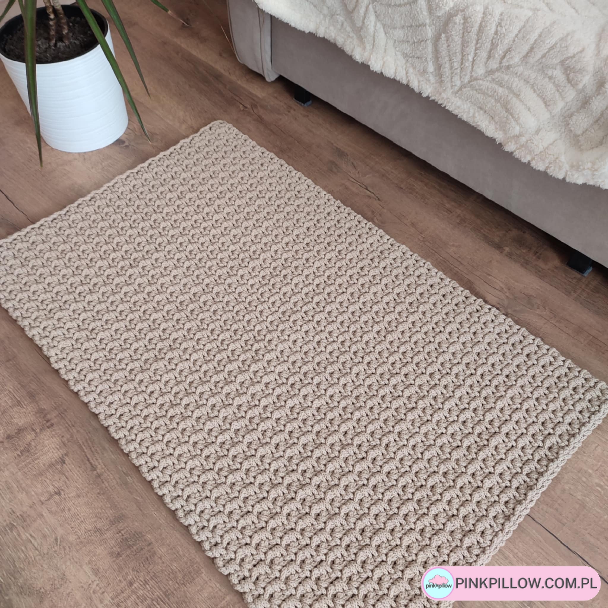 Mały Dywan prostokątny ze sznurka - Wymiary 60x90 cm - Kolor Karton