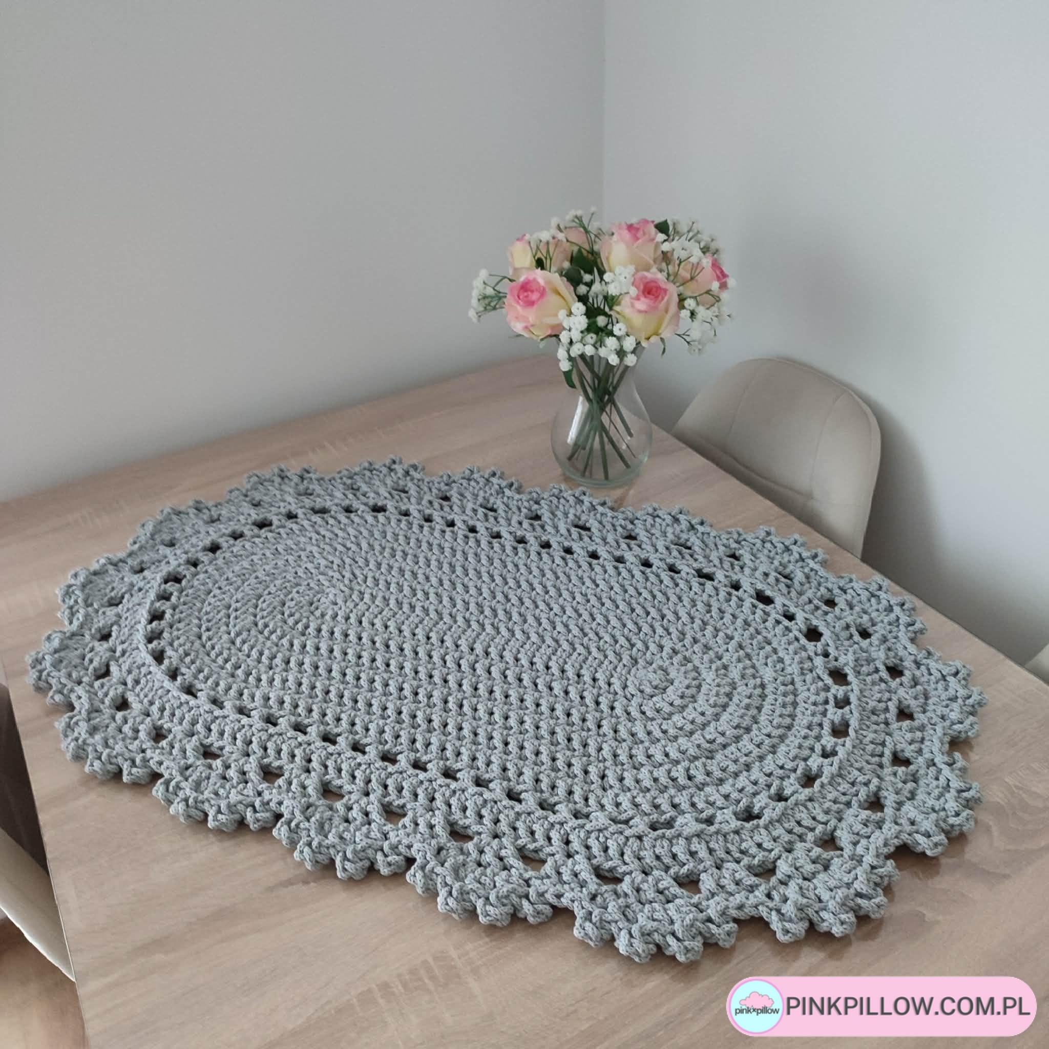 Bieżnik owalny ze sznurka szydełkowy 50x90 cm - Różne Kolory - obrazek 2