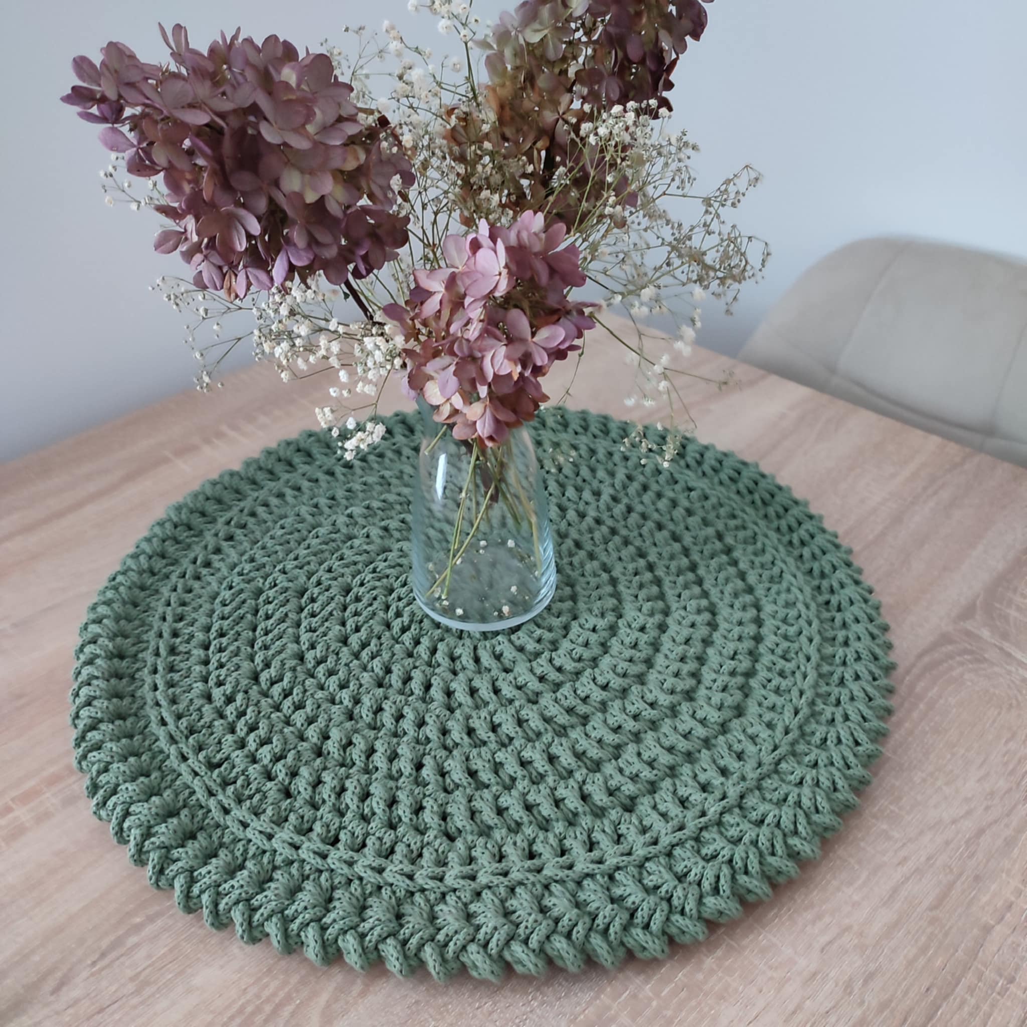 Podkładka na Stół obiadowy - Średnica 50 cm - Kolor Szałwia