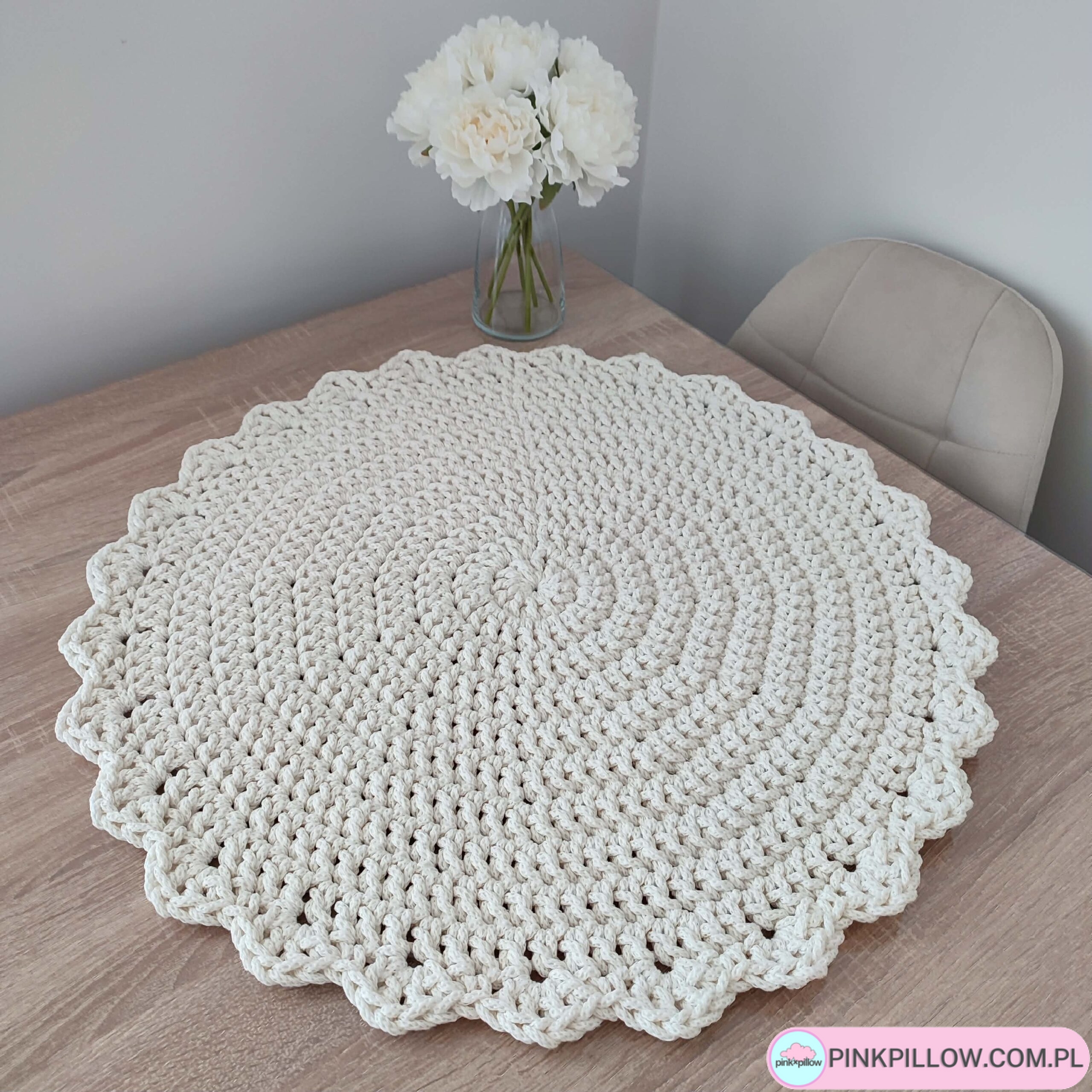 Podkładka ze sznurka na stolik kawowy 60 cm - Różne Kolory - obrazek 2