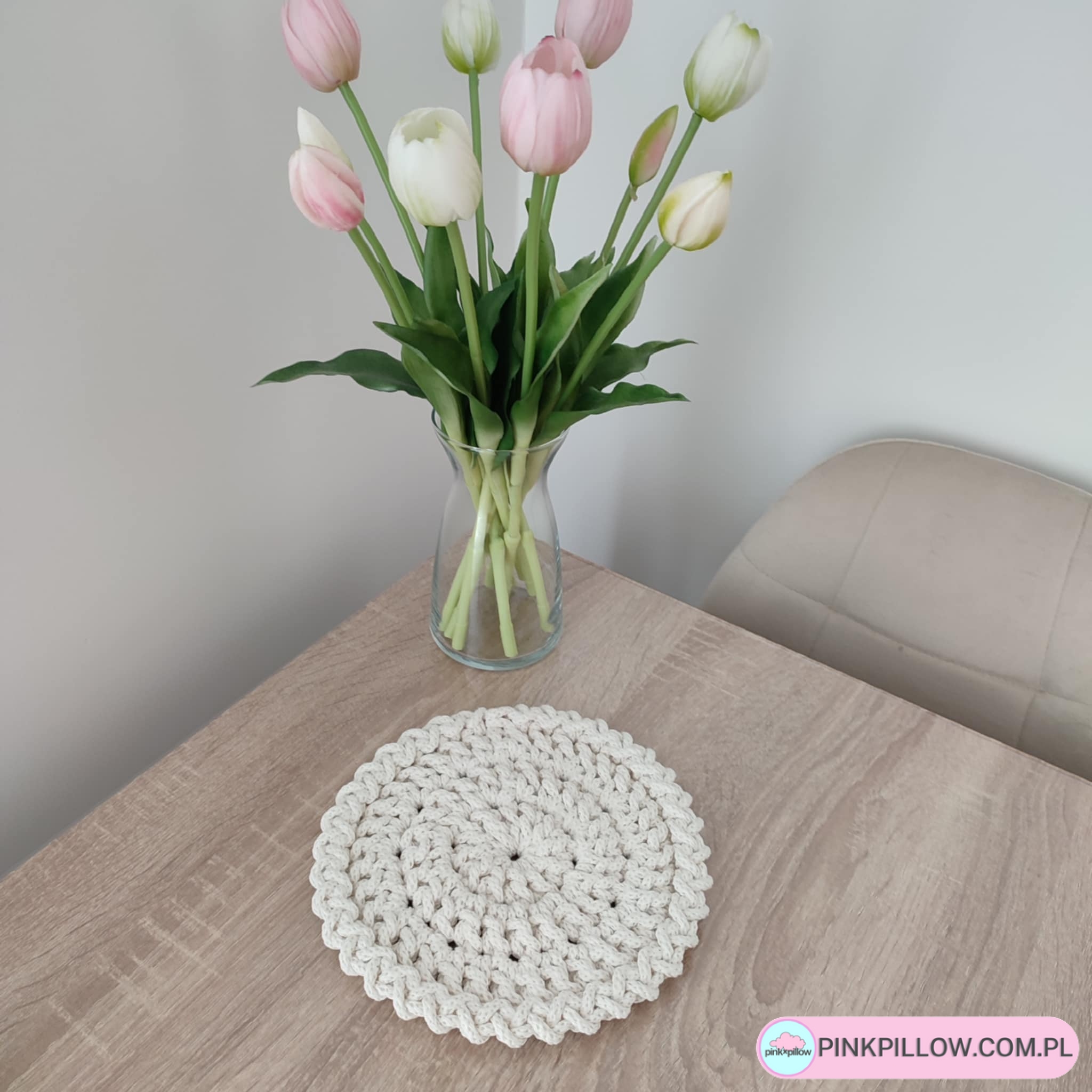 Podkładka okrągła ze sznurka bawełnianego 20 cm - Różne Kolory