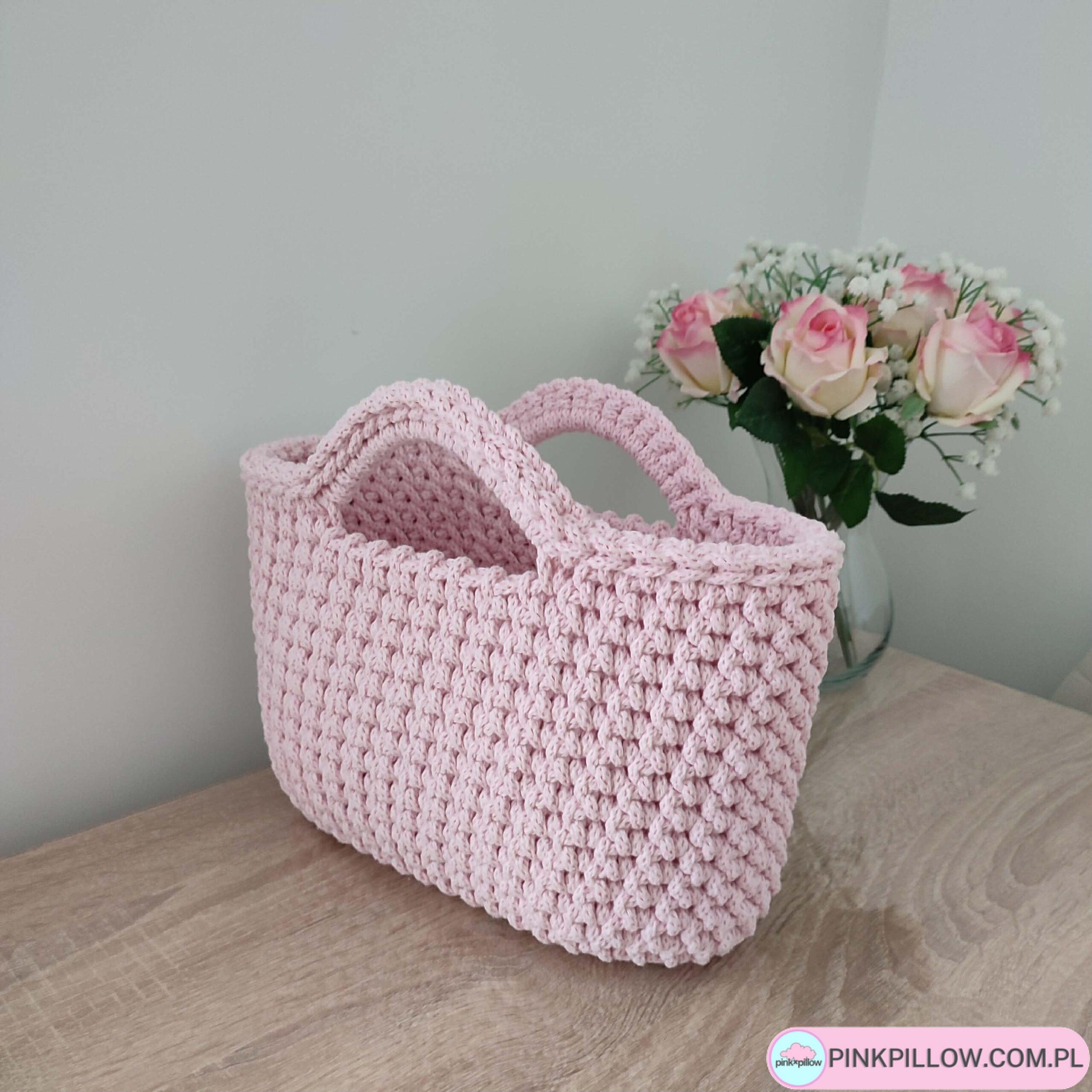 Torebka Koszyk na szydełku - Wymiary 25x20 cm - Różne Kolory - obrazek 2