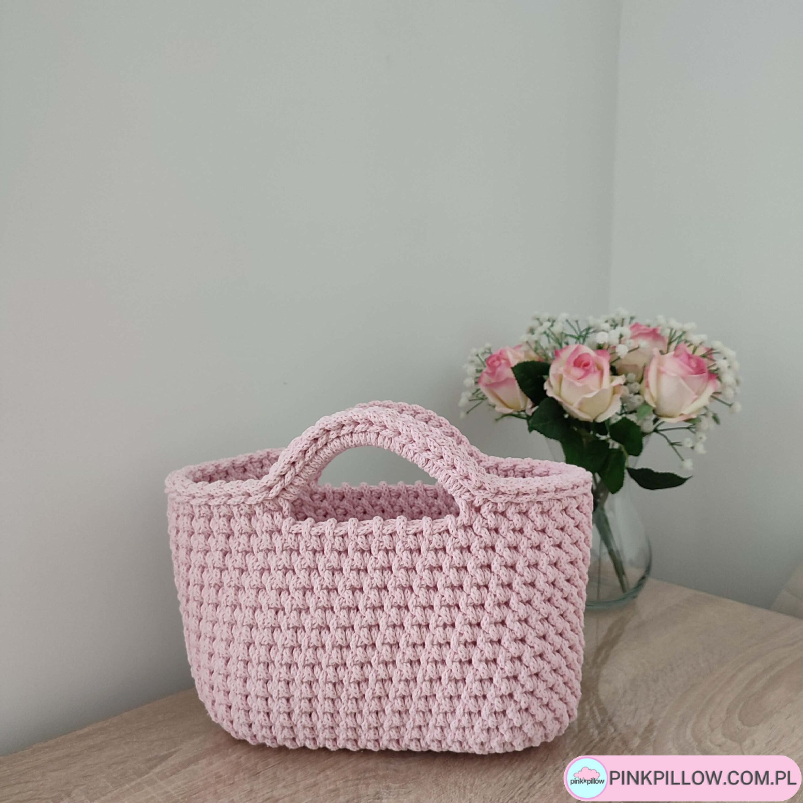 Torebka Koszyk na szydełku - Wymiary 25x20 cm - Różne Kolory