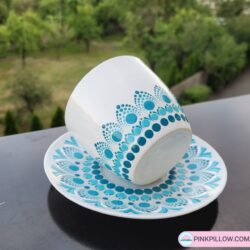 Filiżanka porcelanowa ręcznie zdobiona - Kolor Turkusowy