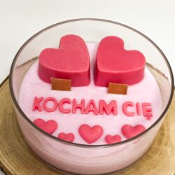 Duża świeca Kocham Cię z Sercami - Możliwa personalizacja