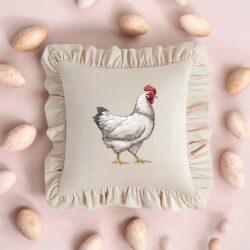 Poszewka welurowa z falbaną - Wzór Kura - Różne Kolory