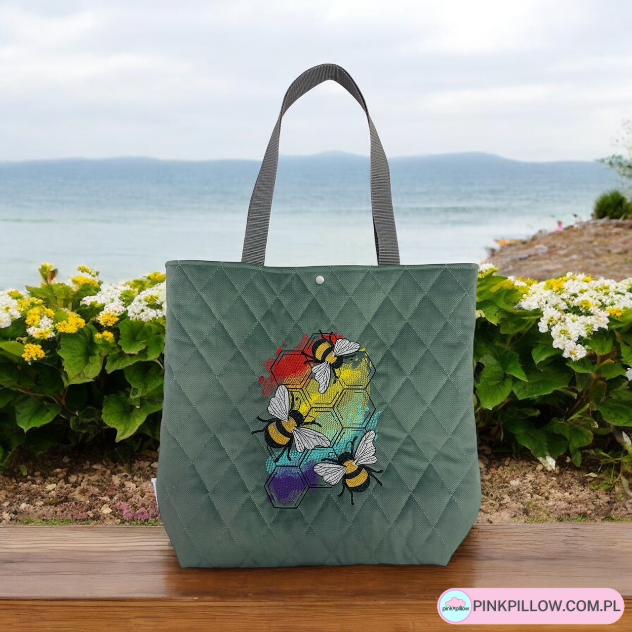 Shopper Torba Pikowana - Wzór Pszczoły