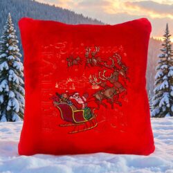 Poduszka Świąteczna "Mikołaj z saniami"