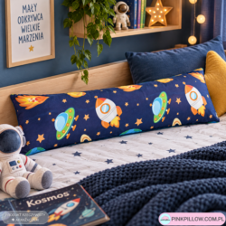 Podłużna, długa poduszka do łóżka - Wzór Kosmos Galaktyka