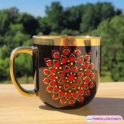 Kubek do kawy 280 ml - Czerwono-Złota Mandala