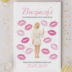 Plakat na wieczór panieński "Buziaczki dla Panny młodej" - Personalizowany PDF