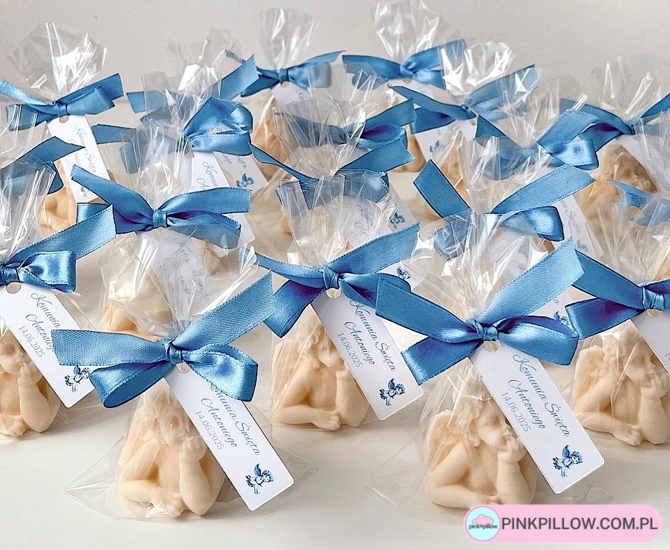 Świeczki w kształcie Aniołka podziękowania dla Gości na Komunię, Chrzest Święty - Możliwość Personalizacji