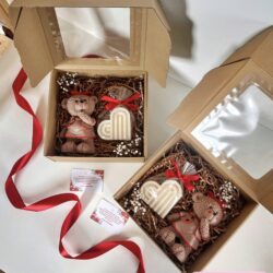 Duży Box ze świecami Pani Miś + Serce