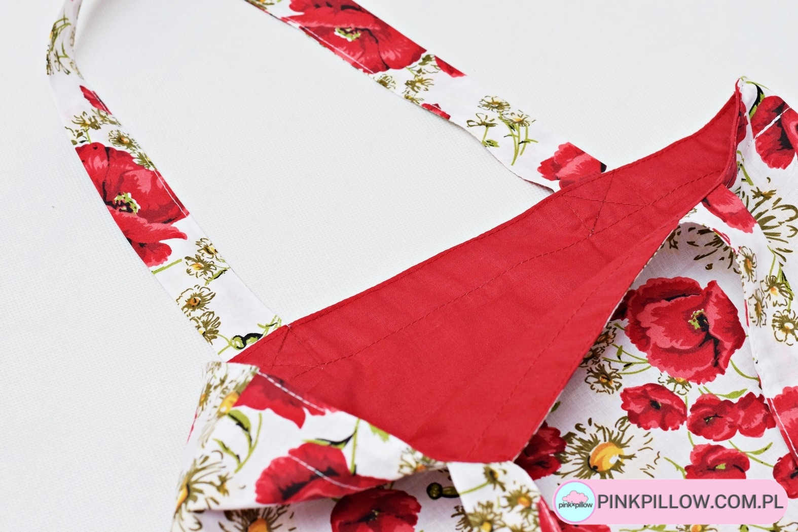 Torba na zakupy w Kwiaty Maki z Czerwoną Podszewką