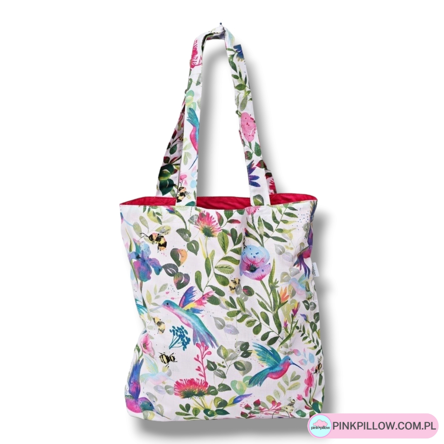 Torba na zakupy Duża - Wzór Kolibry i Rośliny
