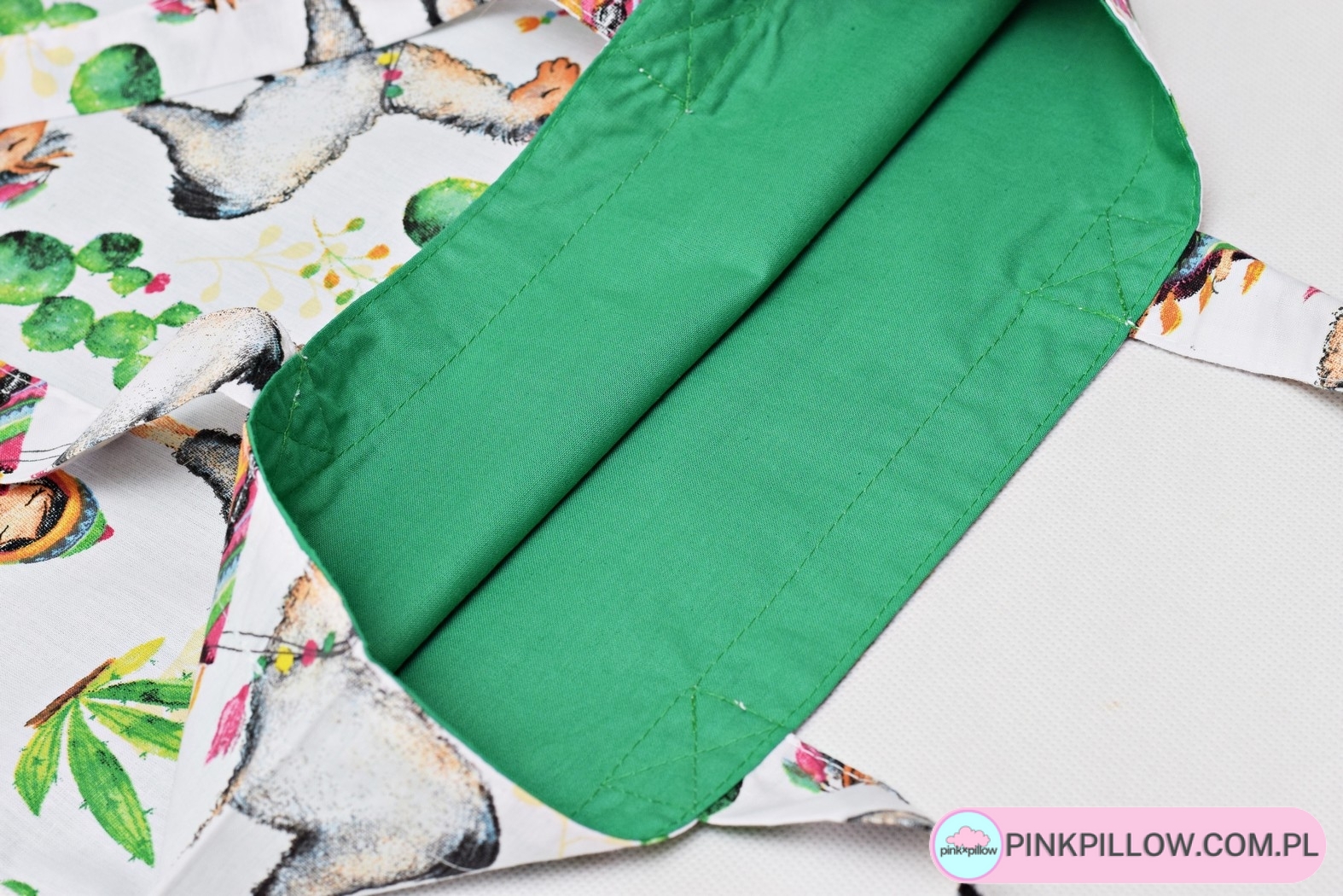 Torba na zakupy Shoperka – Bawełniana, zielona podszewka