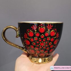 Kubek Duży do Herbaty - Wzór Czerwona Mandala