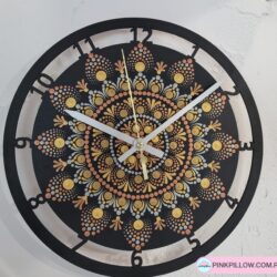 Piękny Zegar do salonu - Wzór Złoto-Srebrna Mandala