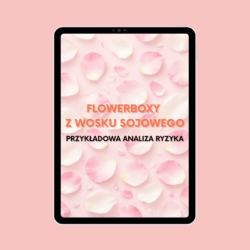E-book w którym jest przykład zrobionej analizy ryzyka dla świec sojowych w fomie flowerboxa.
