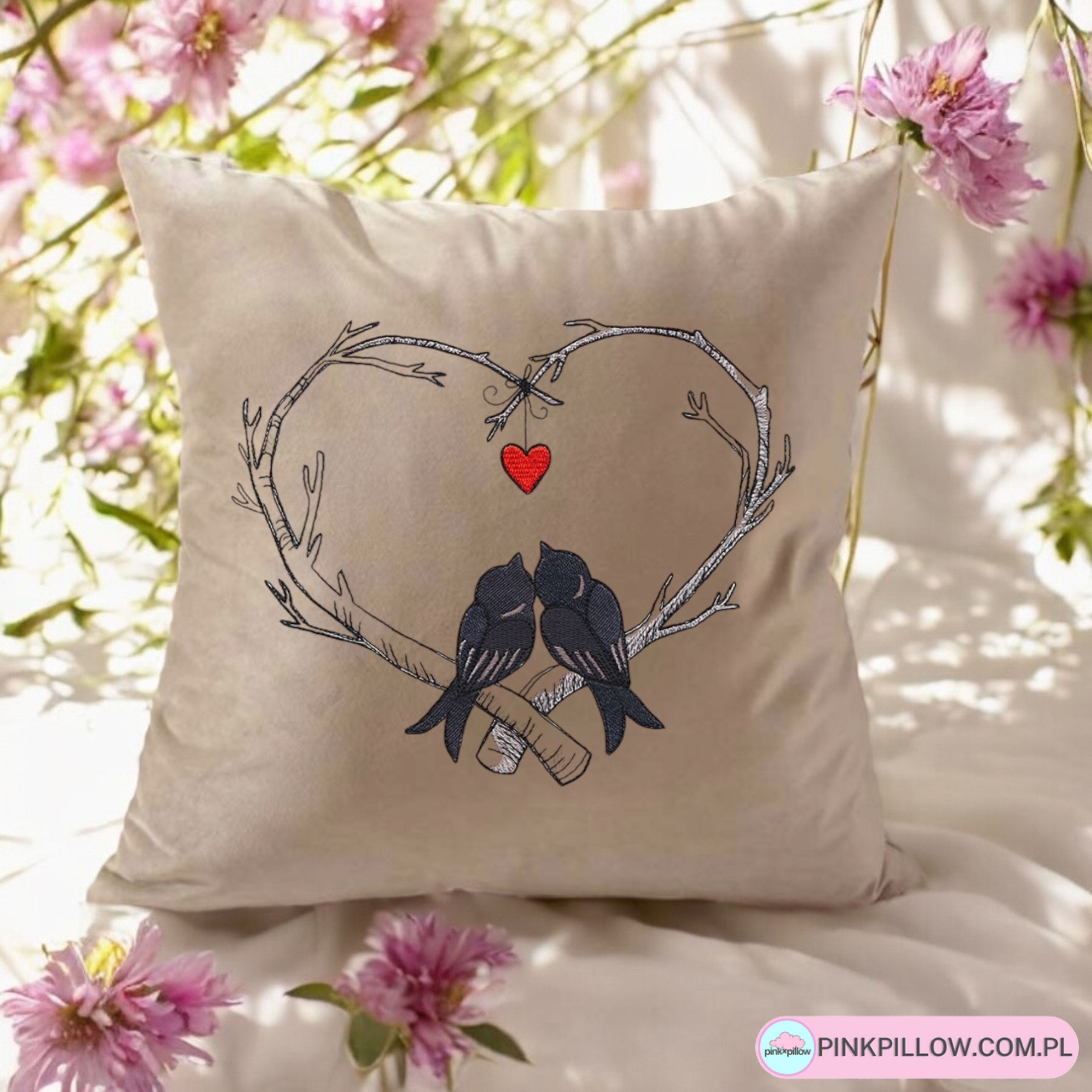 Poszewka Ptaki Zakochane - Wymiar 40x40 cm