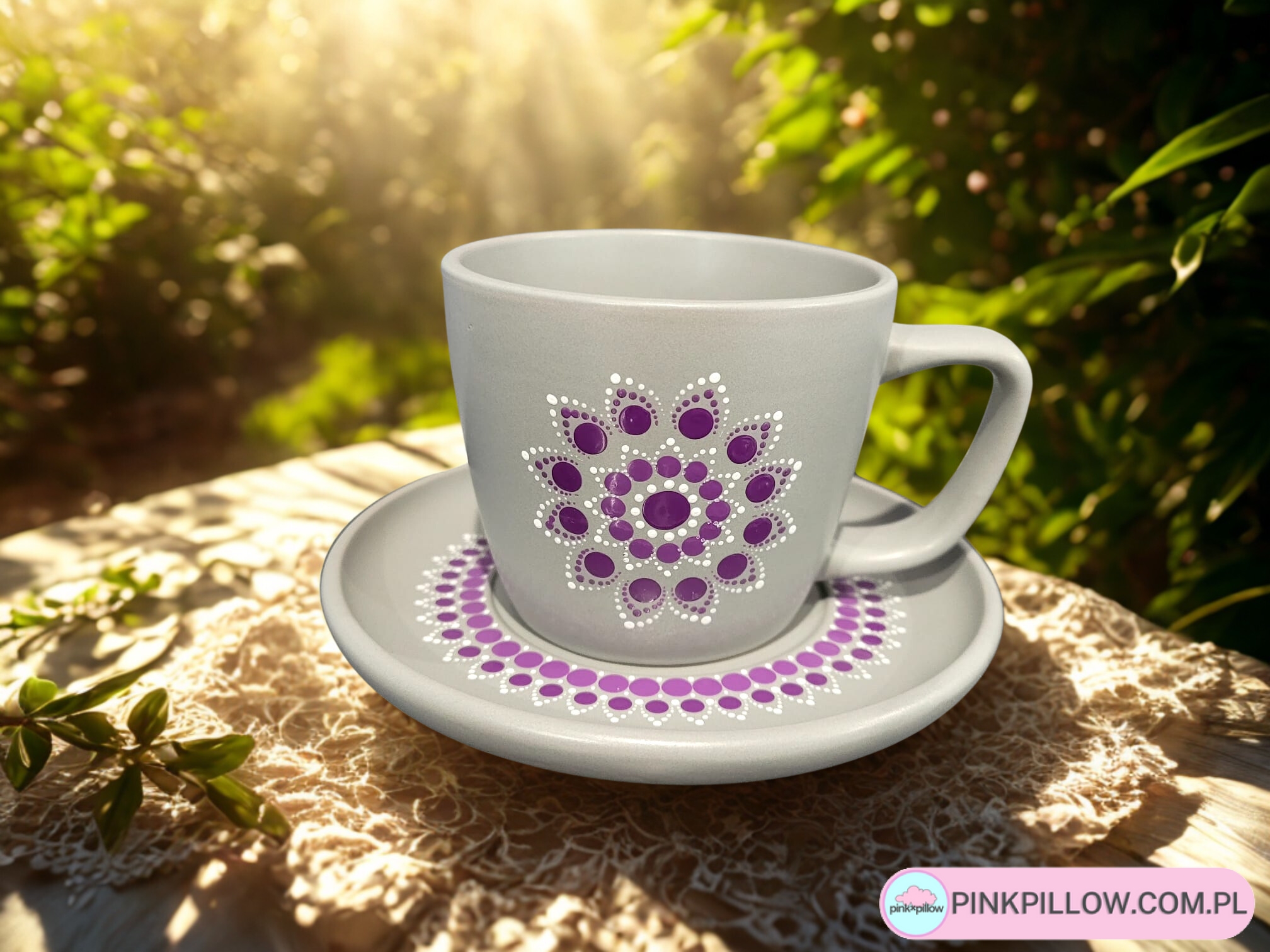 Filiżanka w odcieniach Fioletu z Mandalą