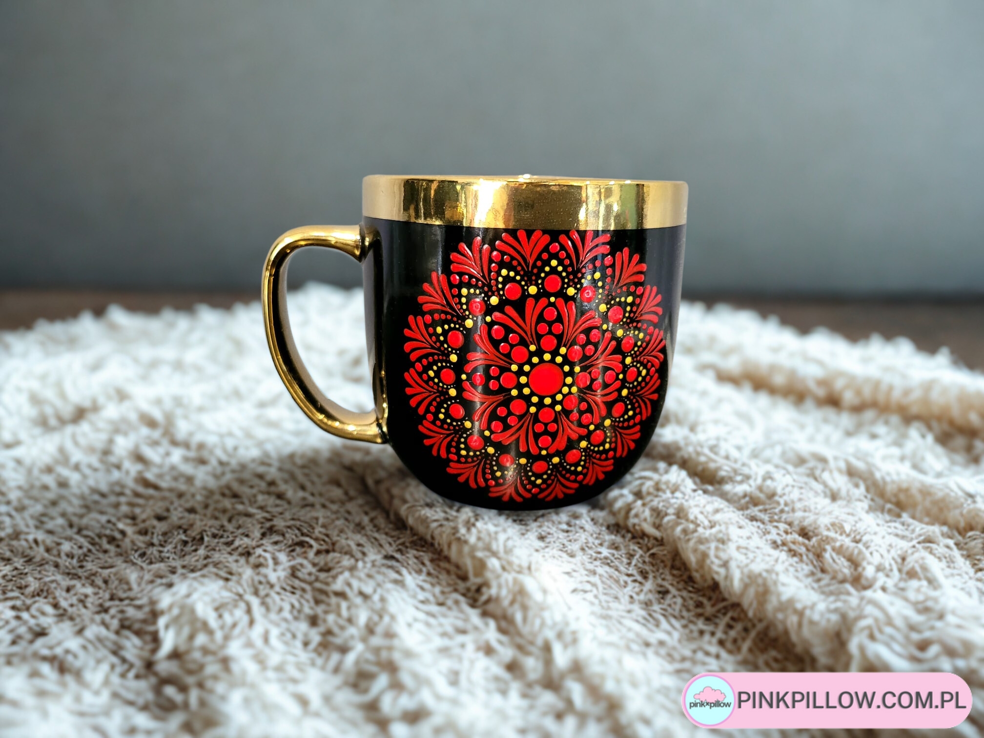 Kubek do Biura - Czerwono-Złota Mandala