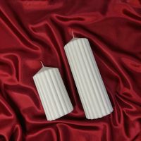 Zestaw dwóch świec Pillar Premium - Zestaw - Kolor Biały