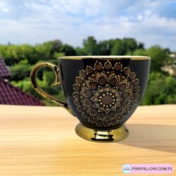 Kubek porcelanowy 400 ml z Mandalą - Kolor Brązowo-Złoty