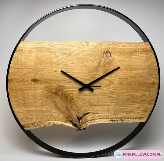 Duży dębowy zegar w stylu Loft – Średnica 70 cm