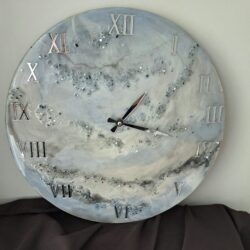 Zegar z żywicy epoksydowej - Wzór Marmur - Średnica 40 cm