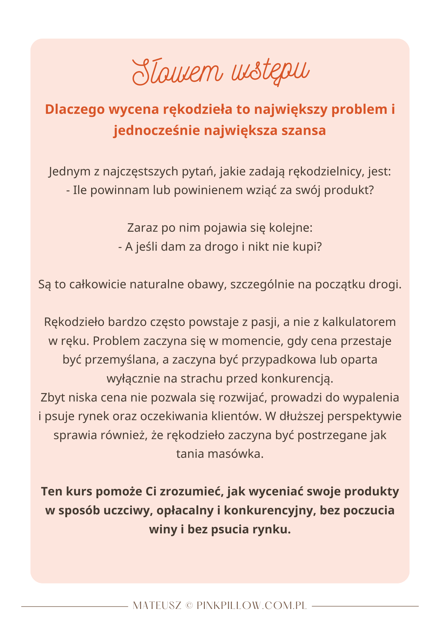 Jak wycenić Rękodzieło żeby zarabiać - Wstęp E-booka