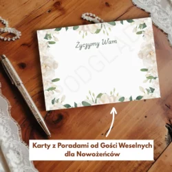 Karteczki z Radami dla Nowożeńców – Zabawa Weselna dla gości do druku