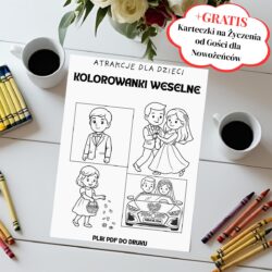 Kolorowanki Weselne PDF do Druku - Atrakcje dla Dzieci na Wesele + Gratis