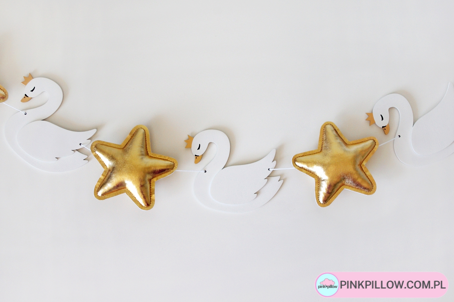 Girlanda na łóżeczko Gwiazdki i Łabędzie - Dostępne Różne Długości