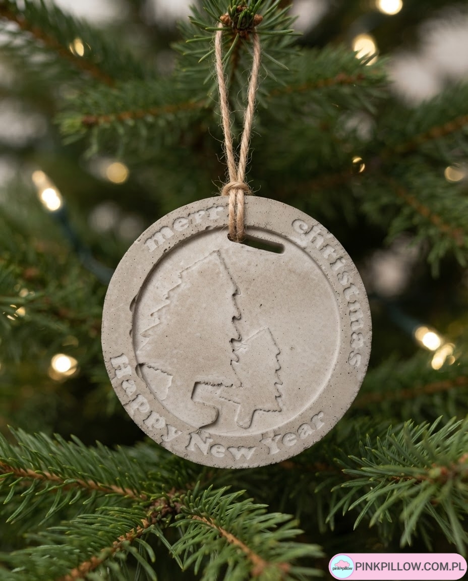 Świąteczna Dekoracja z betonu na choinkę "Merry Christmas" - obrazek 4