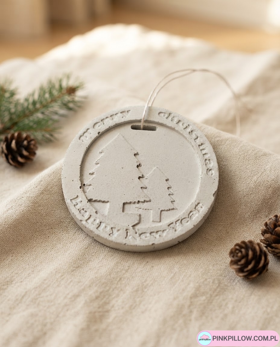 Świąteczna Dekoracja z betonu na choinkę "Merry Christmas"