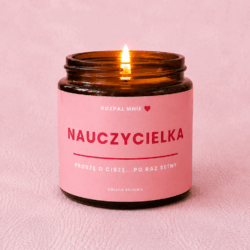 nauczycielka świeczka sojowa w brązowym szkle