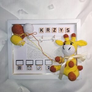 Personalizowana Ramka z Metryczką Dziecka - Wzór z Żyrafą