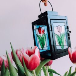 Lampion witrażowy Ręcznie malowany "Tulipan"