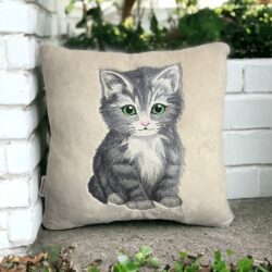 Poduszka z Kotem haftowanym - Wymiary 40x40 cm
