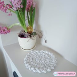 Okrągła Podstawka pod kubek na szydełku - Średnica 20 cm