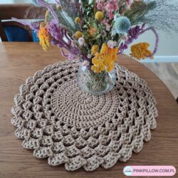 Podkładka na stół na szydełku o Średnica 60 cm - Różne Kolory