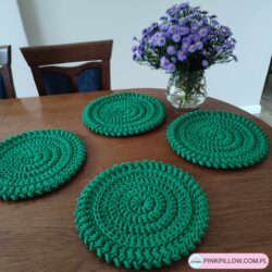 Grube Podkładki na stół - Średnica 32 cm - Komplet 4 szt. - Kolor Trawka