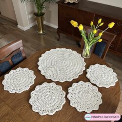 Zestaw podkładek na stół ze sznurka 4+1 Okrągłe - Różne Kolory