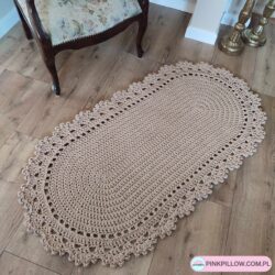 Owalny Dywan ze sznurka na szydełku 75x140 cm - Różne Kolory